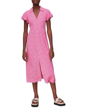 Whistles Nina Diagonal Fleck Midi Dress - Pink