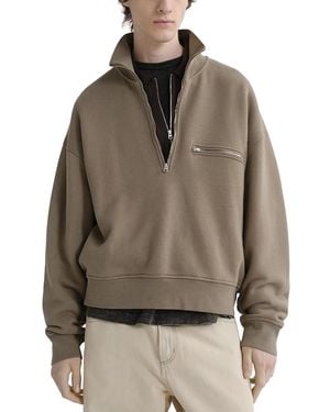 Agolde Pavilion Funnel Neck Half Zip Sweatshirt - Brown