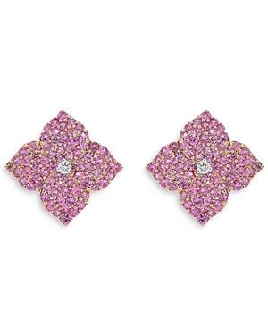 Piranesi 18K Rose Large Fiore Earrings With Sapphires And Diamonds - Pink