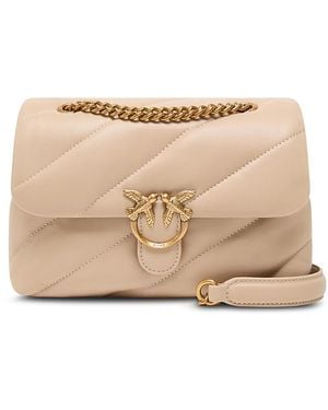 Pinko Love Puff Mini Quilted Leather Crossbody Bag - Natural