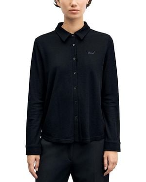 Gerard Darel Bambi Wool Button Front Shirt - Blue