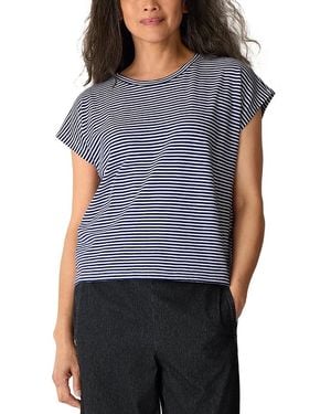 Eileen Fisher Cotton Crewneck Cap Sleeve Top - Blue