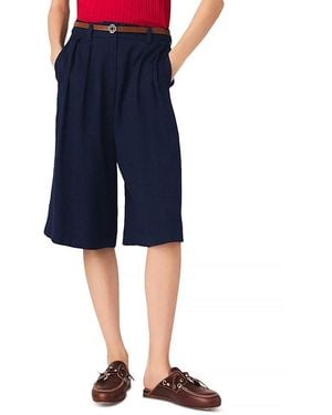 Maje Icailly Linen Blend Bermuda Shorts - Blue