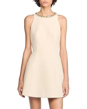 Sandro Santaluna Embellished Mini Dress - Natural