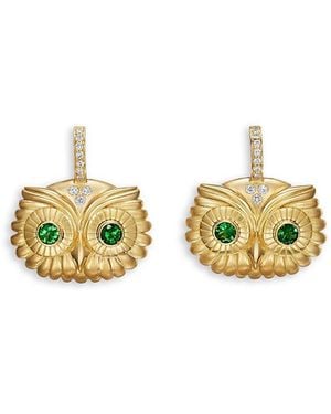 Temple St. Clair 18K Fj Tsavorite & Diamond Athena's Owl Earrings - Metallic