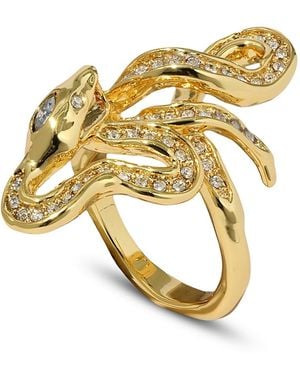 Alexis Serpent Crystal Coiled Cocktail Ring - Metallic