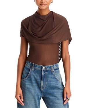 AFRM Fiona Drape Overlay Mesh Top - Blue