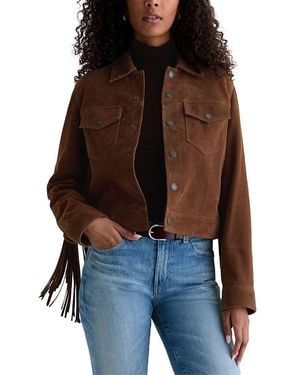 AG Jeans Fringed Suede Trucker Jacket - Multicolour