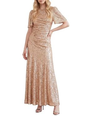 Needle & Thread Valentina Round Neck Maxi Dress - Natural