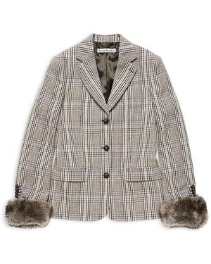 Acne Studios Wool Blend Shearling Cuff Blazer - Gray