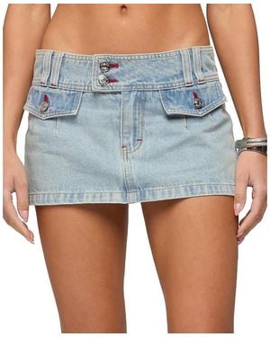Edikted Rae Denim Mini Skort - Blue