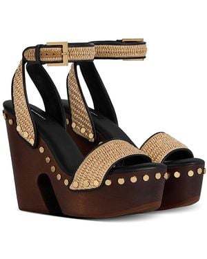 Givenchy Studded Platform Wedge Sandals - Black