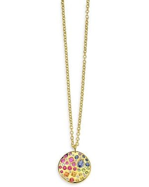 Ippolita 18K Rock Candy Sapphire, Tsavorite & Diamond Wavy Disc Pendant Necklace, 18-20 - Metallic