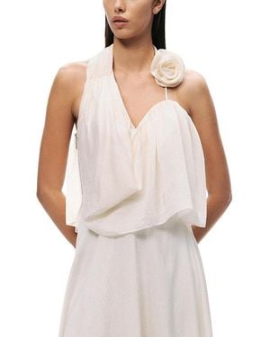 Nocturne Floral-Detail Halter Neck Bustier Top - White