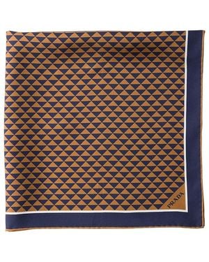 Prada Printed Silk Twill Scarf - Brown