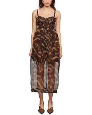 AMUR Zarina Silk Bustier Dress - Brown