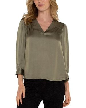 Liverpool Los Angeles Pleated Top - Green