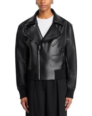 Norma Kamali Faux Leather Moto Jacket - Black