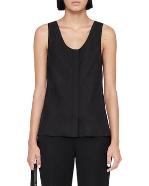 AllSaints Milla Sleeveless Button Front Top - Black