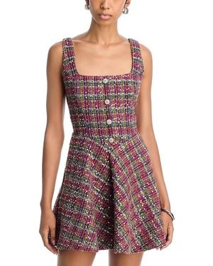 Aqua Sequin Tweed Mini Dress - Purple