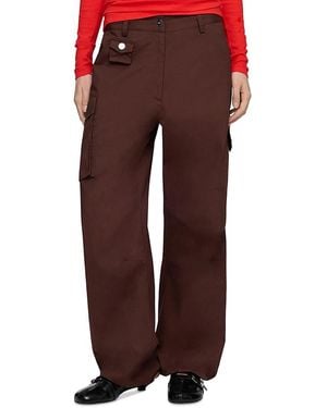 Ganni Stretch Cotton Cargo Pants - Red