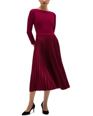 Hobbs Lucinda Mixed Media Midi Dress - Red