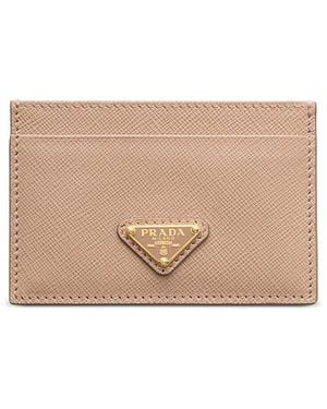 Prada Saffiano Leather Card Holder - Natural