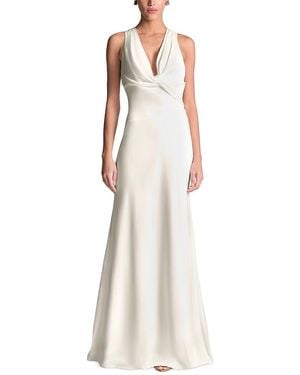BCBGMAXAZRIA Bcbg Cowl Neck Halter Gown - White