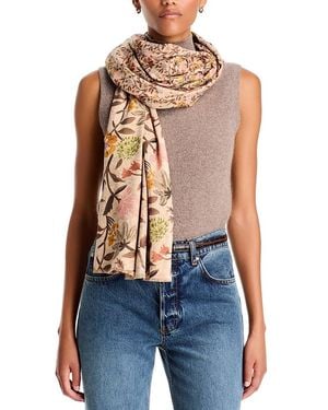 V. Fraas Metallic Floral Silk Square Scarf - Blue