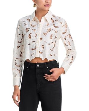 L'Agence Akemi Cropped Button Down Blouse - White