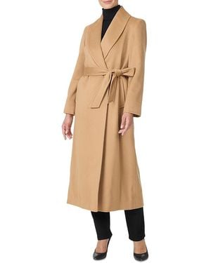 Sofiacashmere Belted Cashmere Shawl Collar Coat - Natural