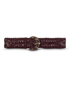 Ba&sh Byron Handwoven Leather Belt - Brown