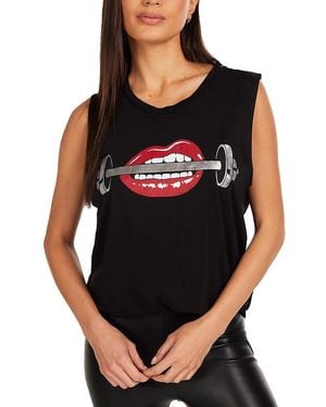 Lauren Moshi Kerry Barbell Lip Tee - Black