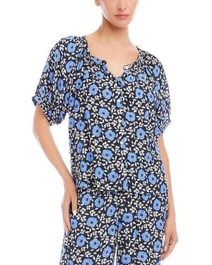 Karen Kane Puff Sleeve Peasant Top - Blue