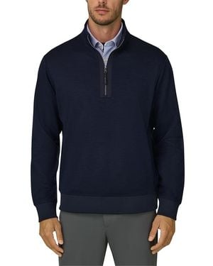 BOGGI Wool Blend Wooltech Quarter-Zip Sweatshirt - Blue
