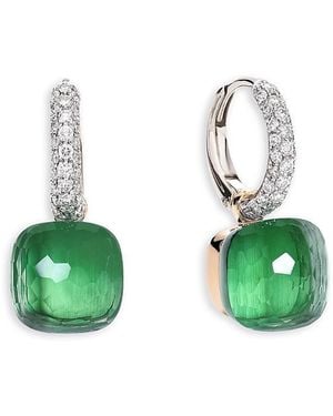 Pomellato 18K Nudo Prasiolite, Agate & Diamond Earrings - Green