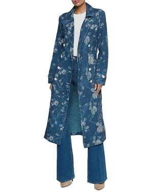 L'Agence Bradley Linen Trench Coat - Blue