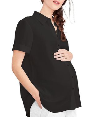 Hatch Collection Nursing Friendly Maternity Buttondown Savannah Top - Black