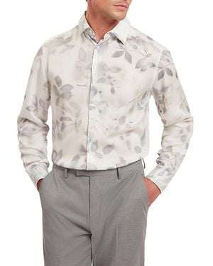 Ted Baker Kalmill Regular Fit Leaf Shadow Print Shirt - Gray