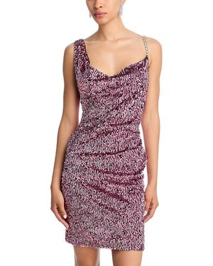 Area Crystal Strap Embellished Mini Dress - Purple