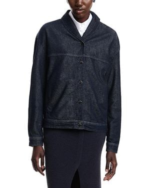 Emporio Armani Dark Denim Jacket With Rolled Collar - Blue
