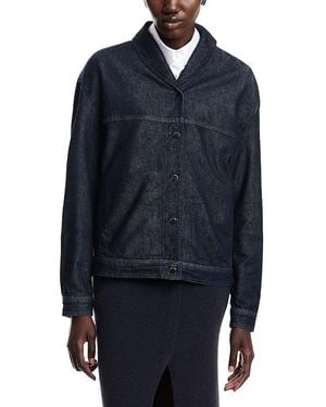 Emporio Armani Dark Denim Jacket With Rolled Collar - Blue