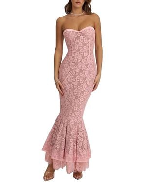 Miss Circle Rosalyn Lace Sweetheart Maxi Mermaid Dress - Red