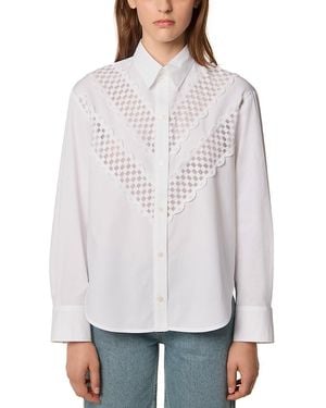 Tresser Cotton Shirt With Lace Ribbon - White