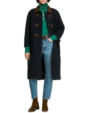 Sandro Carter Wool Blend Duffel Coat - Black