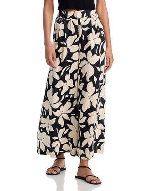 Aqua Ayala Floral Wide Leg Pants - Black