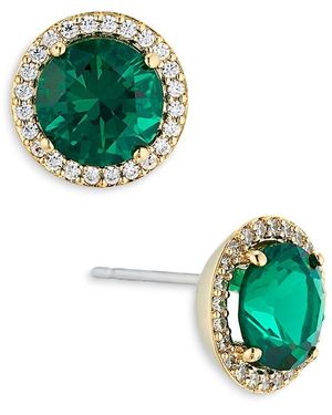 Nadri Round Halo Stud Earrings - Green
