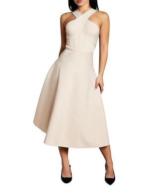 Coast Petite Bandage Cross Neck Midi Dress - Natural