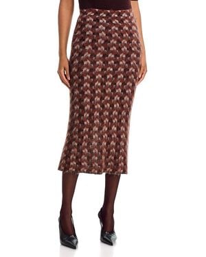 Zankov Dephine Geo Knit Straight Skirt - Brown