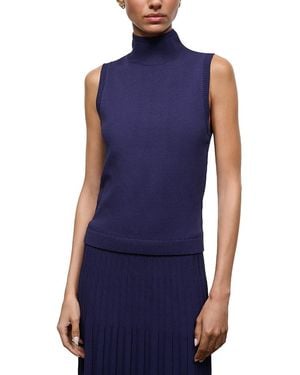 STAUD Montclair Mock Neck Sleeveless Sweater - Blue